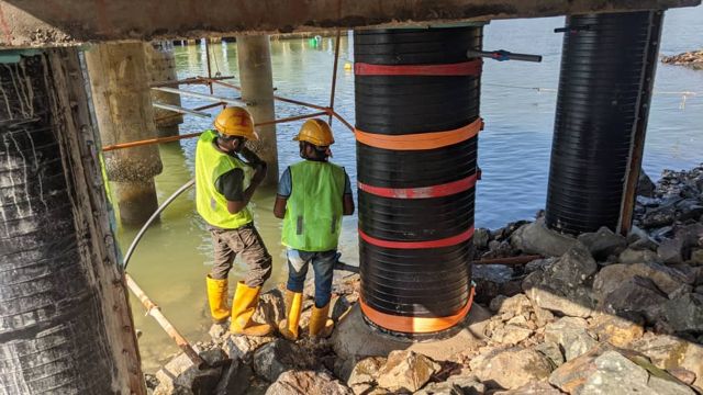 Jetty Upgrading & Maintenance by Euro Energy: pile jacketing